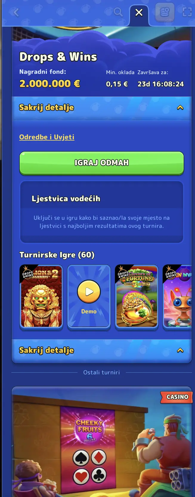 Drops & Wins turnir s nagradnim fondom od 2.000.000 € u online casinu Pistolo